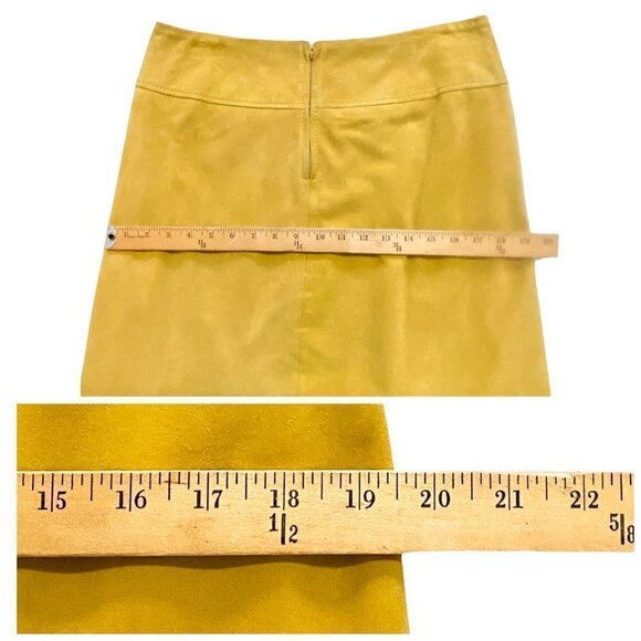 Vintage Italian‎ Victory Leather Yellow Suede A line-pleated Skirt, Size US12 - Picture 13 of 13